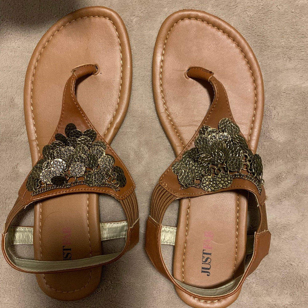 Sling back carmel color dressy sandal